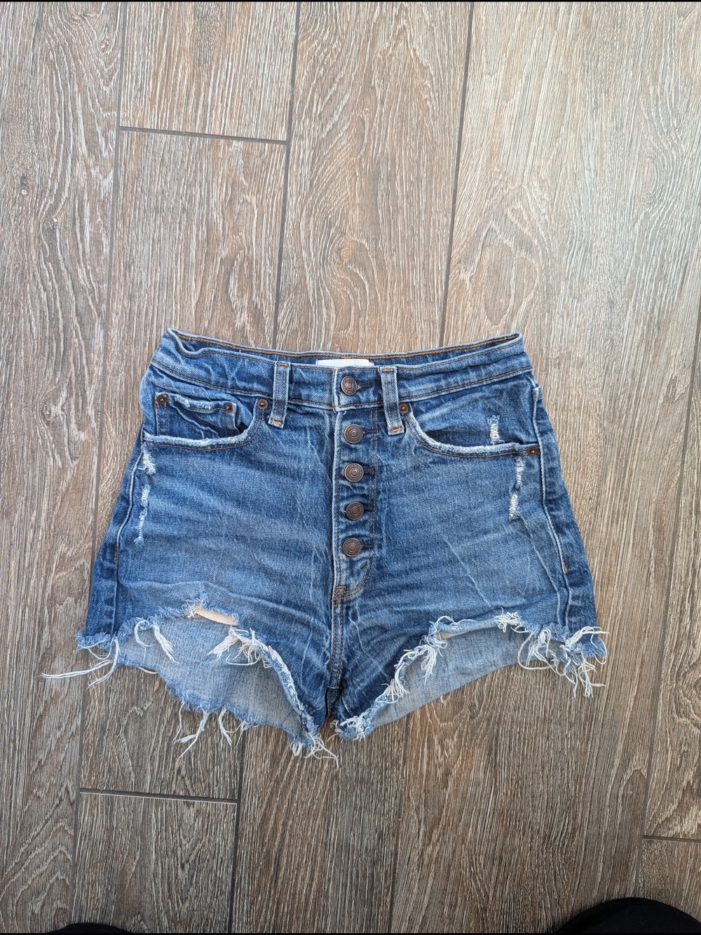 Abercrombie & Fitch High Rise Denim Shorts Mom Size 2 Or 0 Button Fly Rigid